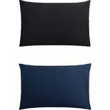 Stella Flavo 2'li Yastık Kılıfı 50x70+20cm Kapaklı 1 Adet Siyah -1 Adet Lacivert - Renkli