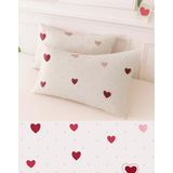 Stella Flavo Desenli Pamuklu Kalpli Desen Yastık Kılıfı 2 Adet 50 x 70 cm - Bordo