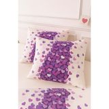 Stella Flavo Desenli Pamuklu Kalpli Desen Yastık Kılıfı 2 Adet 50 x 70 cm - Mor