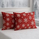 Stella Flavo Desenli Pamuklu Yılbaşı Kar Desen Yastık Kılıfı 2 Adet 50 x 70 cm - Kırmızı