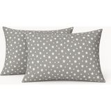 Stella Flavo Desenli Pamuklu Yıldız Desen Yastık Kılıfı 2 Adet 50 x 70CM - Gri