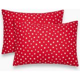 Stella Flavo Desenli Pamuklu Yıldız Desen Yastık Kılıfı 2 Adet 50 x 70CM - Kırmızı
