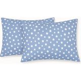 Stella Flavo Desenli Pamuklu Yıldız Desen Yastık Kılıfı 2 Adet 50 x 70CM - Mavi