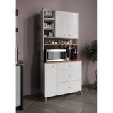 Stella Kahve Köşesi Dolabı Beyaz-Meşe 90Cm, Erzak Dolabı, Kiler Dolabı