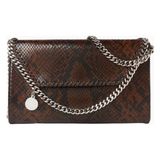 Stella Mccartney Mini Falabella Yılan Desenli Vegan Deri Lüks, Omuz ve Crossbody Çanta - Kahverengi