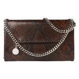 Stella Mccartney Mini Falabella Yılan Desenli Vegan Deri Lüks, Omuz ve Crossbody Çanta - Kahverengi