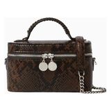 Stella Mccartney Python Desenli Shaggy Deer Vegan Deri, Lüks Zincir Detaylı Kozmetik ve Omuz Çantası - Kahverengi