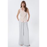 Stella Pulvis Lacivert Kolsuz Slim Fit Gömlek - 40 - Pudra