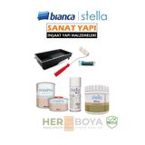 Stella Set 500Ml - Siyah Boya + Beyaz Mermer Effekt Sprey + Maximo Sivi Cam Ipek Mat