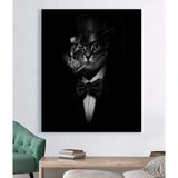 Stella Store Sigara Içen Kedi Takım Elbisede Komik Kanvas Tablo - 30 x 40 - Renkli