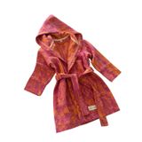 StellaBelli Pamuk El Dokuması Desenli Çocuk Kapüşonlu Peştemal Bornoz| Kutulu | Respiro | Pembe - Turuncu 2-4 Yaş