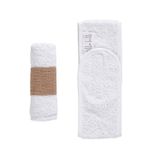 StellaBelli Saç Bandı & 30x30 Cm Havlu 2li Set |%100 Pamuk Bukle | Sporcu Makyaj Bandana | Cilt Bakımı | Beyaz
