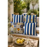 stellahomes Akdeniz Desenli Dekoratif Kırlent Kılıfı Mavi Beyaz Modern Yastık Kılıfı Lemon Desen