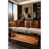 stellahomes Lüks At Desenli Runner ve Kırlent Seti Dijital Baskılı Modern Salon Dekorasyon Seti