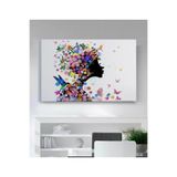 StellaStore Duvar Dekoru Kuş Kelebekler Renkli Çiçek Şapkalar Elbise Kanvas Tablo, 70 x 100
