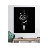 StellaStore Sigara Içen Kedi Takım Elbisede Komik Kanvas Tablo, 70 x 100