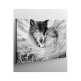 StellaStore Siyah Ve Beyaz Kurt Kanvas Tablo, 70 x 100