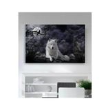 StellaStore Yıldızlı Gece Beyaz Kurt Kanvas Tablo, 30 x 40