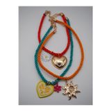 Stelle Jewelry Kadın Renkli Burgu İp Kolye Seti 3'Lü - Gold Kalp, Güneş, Papatya Ve Limon Figürlü Yazlık Kombin Kolye