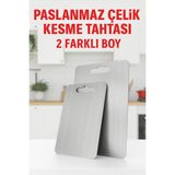 Stellica 2 Adet Paslanmaz Çelik Metal Kesme Tahtası Antibakteriyel 1,2 Mm Yapışkanlı Silikon Hediyeli - 1,2MM