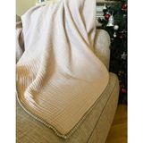 Stelo de Maro Joy Pamuk 4 Kat Müslin Throw Tv Battaniyesi & Koltuk Şalı Bej - 120 x 170 cm
