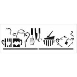 Stencil Sarayi Boyama Şablon Mutfak Obje ve Yazıları - 4013 - 15X40