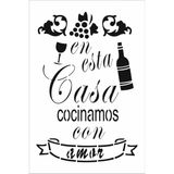 Stencil Sarayi Boyama Şablon Mutfak Obje ve Yazıları - 4385 - 40X60