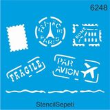 Stencil Sepeti Posta Pulu - Stencil Boyama Şablonu 20X20CM - Beyaz