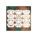 STENCİLTASARIM Stencil Tasarım 12 Adet SL094 Çocuk Yüz Boyama Maskeleri SET:47 Pasta, Ahşap, Yüz Boyama Şablonu