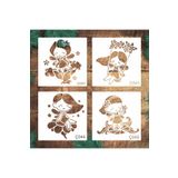 STENCİLTASARIM Stencil Tasarım 15x15 cm, 4 lü şablon No:6 - Dekoratif Duvar, Eşya, Fayans,Kumaş Boyama Şablonları
