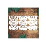 STENCİLTASARIM Stencil Tasarım 9 Adet SL091 Çocuk Yüz Boyama Maskeleri SET38 Pasta, Ahşap, Yüz Boyama Şablonu