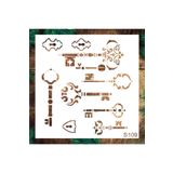 STENCİLTASARIM Stencil Tasarım Anahtar- Dekoratif Duvar, Fayans Ve Eşya Boyama Şablonları 25x25 Cm S109
