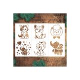 STENCİLTASARIM Stencil Tasarım Ç071 Hayvanlar, 15X15cm 6 lı stencil seti Set51 Duvar Ahşap Kumaş Cam Boyama Şablonu