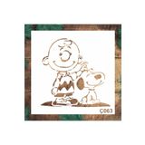 STENCİLTASARIM Stencil TasarıM Charlie ve Snoopy Duvar Ahşap Boyama Desen Kalıbı Duvar Ahşap Cam Boyama Desen Ç063