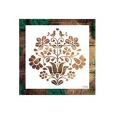 STENCİLTASARIM Stencil Tasarım Çiçek Desen - Dekoratif Duvar, Eşya Ve Fayans Boyama Şablonları 25x25 Cm F142