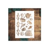 STENCİLTASARIM Stencil Tasarım Dn001 Deniz Temalı - Dekoratif Duvar Ve Eşya Boyama Şablonları 21 X 30 Cm