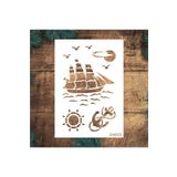 STENCİLTASARIM Stencil Tasarım Dn003 Deniz Temalı- Dekoratif Duvar, Fayans Ve Eşya Boyama Şablonları 21x30 Cm