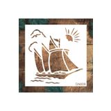 STENCİLTASARIM Stencil Tasarım Dn009 Yelkenli - Dekoratif Duvar, Eşya, Fayans,kumaş Boyama Şablonları 25x25 Cm