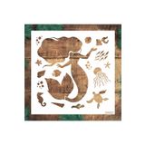 STENCİLTASARIM Stencil Tasarım Dn021 Deniz Kızı - Dekoratif Duvar, Eşya, Fayans,kumaş Boyama Şablonları 25x25cm