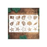 STENCİLTASARIM Stencil Tasarım DN024 Deniz Temalı 10x10cm , 15 li stencil seti SET:23 Duvar Ahşap Boyama Desen K