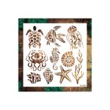 STENCİLTASARIM Stencil Tasarım DN027 Deniz Temalı - Dekoratif Duvar, Eşya, Fayans,kumaş Boyama Şablonları