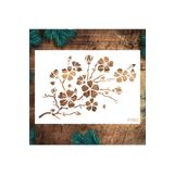 STENCİLTASARIM Stencil Tasarım F093 Şakura Desen - Dekoratif Duvar Ve Eşya Boyama Şablonları 21x30 Cm