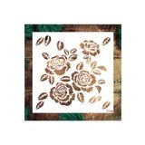 STENCİLTASARIM Stencil Tasarım F148 Gül Desen - Dekoratif Duvar, Eşya Ve Fayans Boyama Şablonları 25x25 Cm