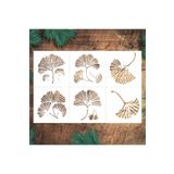 STENCİLTASARIM Stencil Tasarım F215 10x10cm 6 lı Ginko Yaprak SET:46 Duvar Ahşap Cam Boyama Şablonu