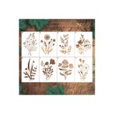 STENCİLTASARIM Stencil Tasarım F230 8li Minimalist Çiçek Seti 14x20cm SET72 Duvar, Eşya, Fayans,Boyama Şablonları