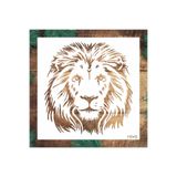 STENCİLTASARIM Stencil Tasarım H049 Aslan Duvar Ahşap Boyama Desen Kalıbı Duvar Ahşap Cam Boyama Deseni
