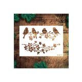 STENCİLTASARIM Stencil Tasarım Ku016 Kuşlar - Dekoratif Duvar, Eşya, Fayans,kumaş Boyama Şablonları 21x30cm