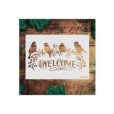 STENCİLTASARIM Stencil Tasarım Ku026 Welcome - Dekoratif Duvar Ve Eşya Boyama Şablonları 21x30 Cm