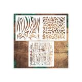 STENCİLTASARIM Stencil Tasarım MIX069 20x20cm 3 lü stencil SET:55 Duvar Ahşap Cam Boyama Deseni
