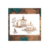 STENCİLTASARIM Stencil Tasarım Sl051 Çin Deseni- Dekoratif Duvar, Fayans Ve Eşya Boyama Şablonları 21x30cm
